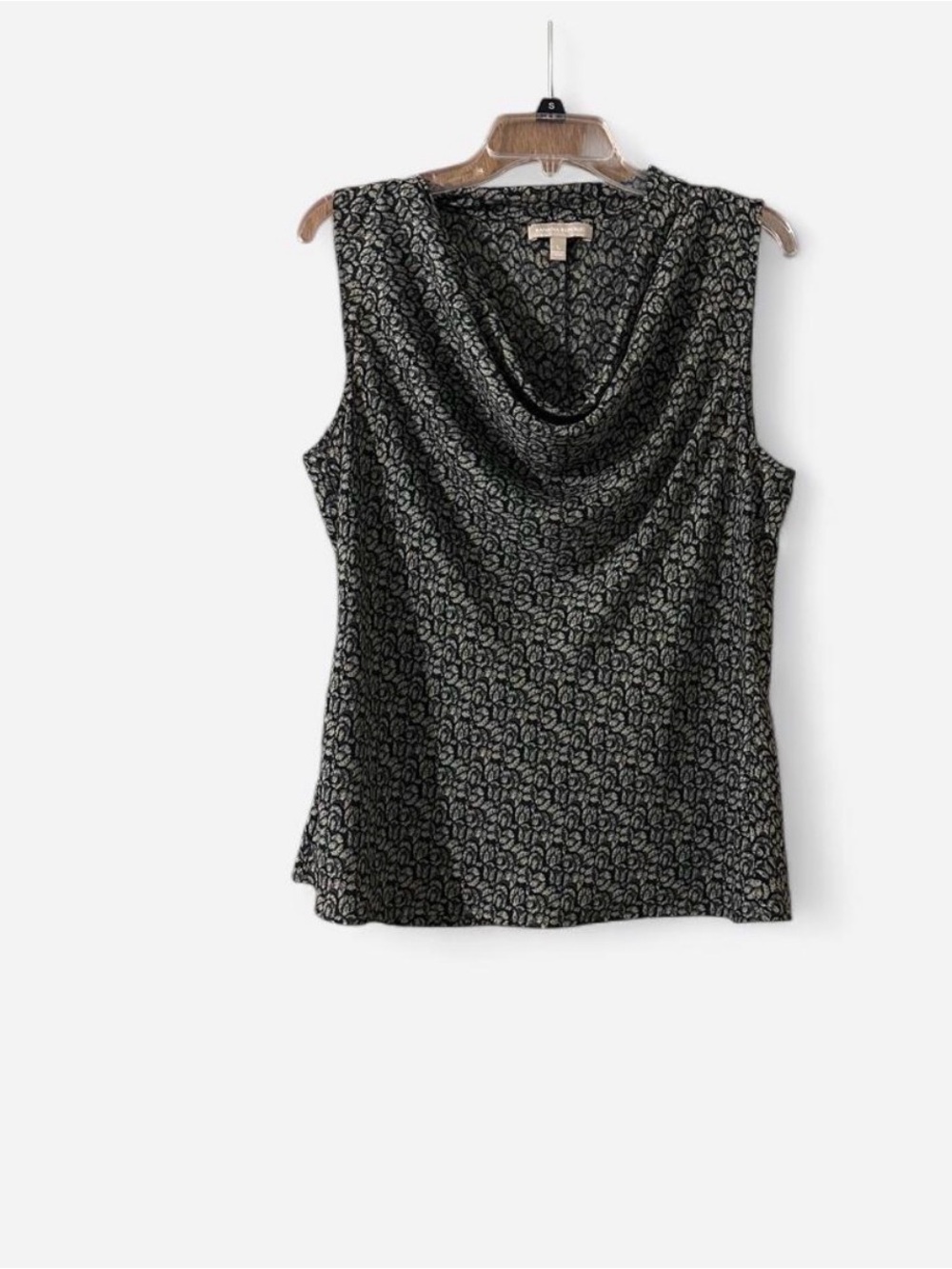 Banana Republic Metallic Cowl Neck Sleeveless Top in Black and Silver size L